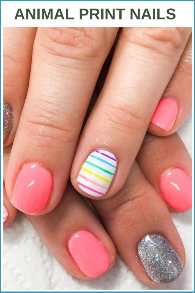 Glitter Striped Nails