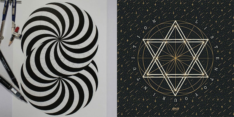 Hand Drawn Sacred Geometry Inspired Works of Arts