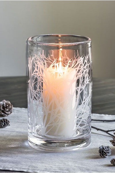 Frosted glass hurricane candle holders