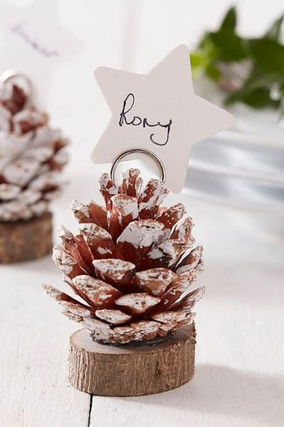 Pinecone place card holders